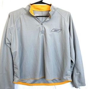 Reebok Unisex Running Shirt Medium Grey 1/4 Zip Pullover Mock Neck Long Sleeve